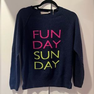 NWT 100% Pure Cashmere Sweater - Brodie Cashmere XS Oxford Blue - Fun Day Sunday